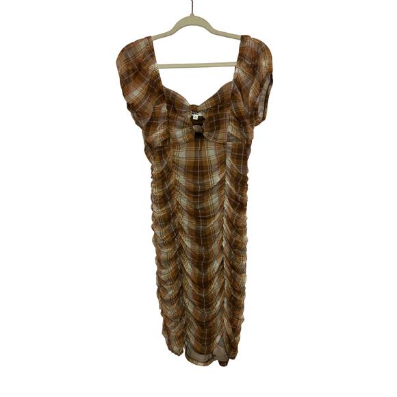 Madden NYC Dresses & Skirts - ☀️Madden NYC brown plaid bodycon style dress size large